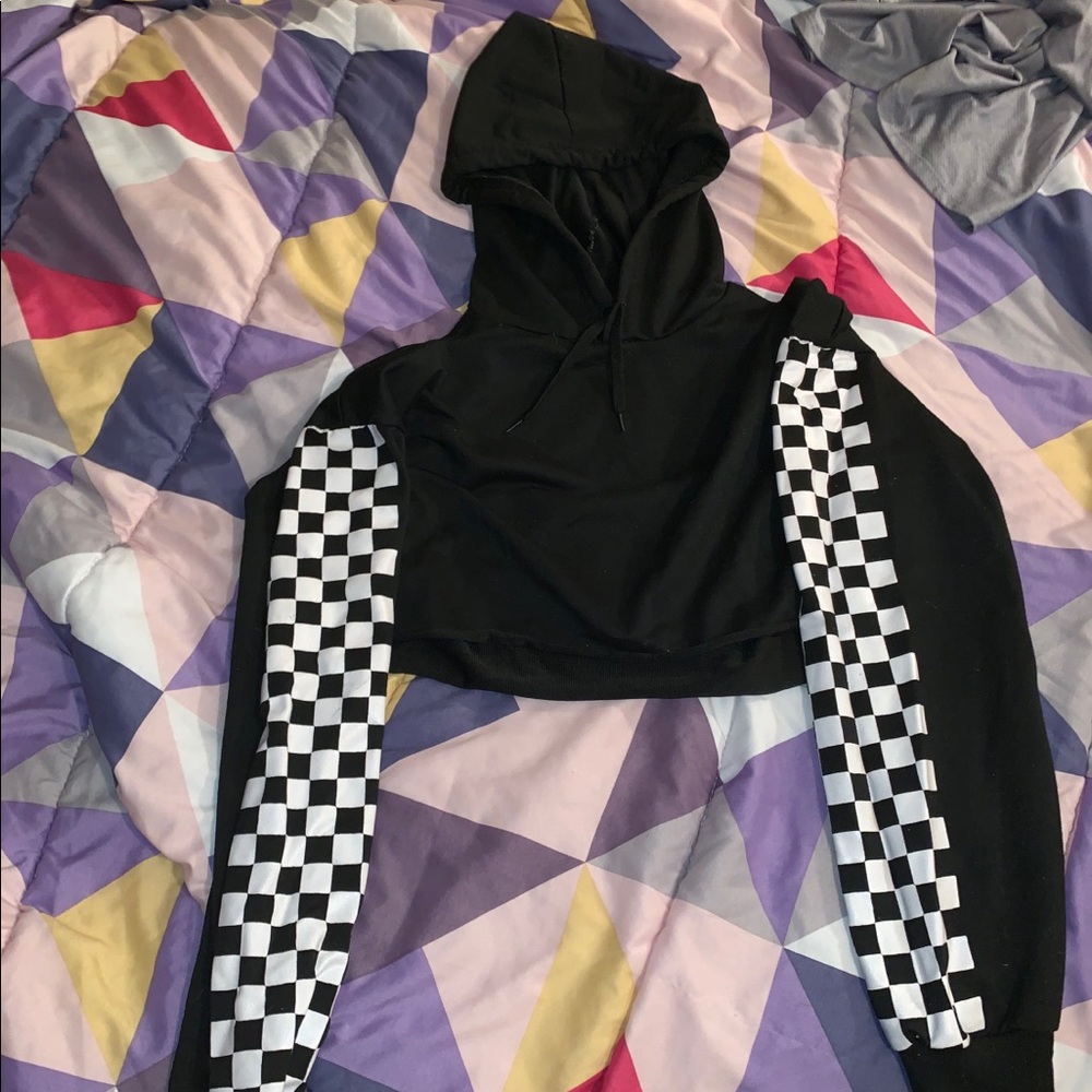 Cropped black hoodie